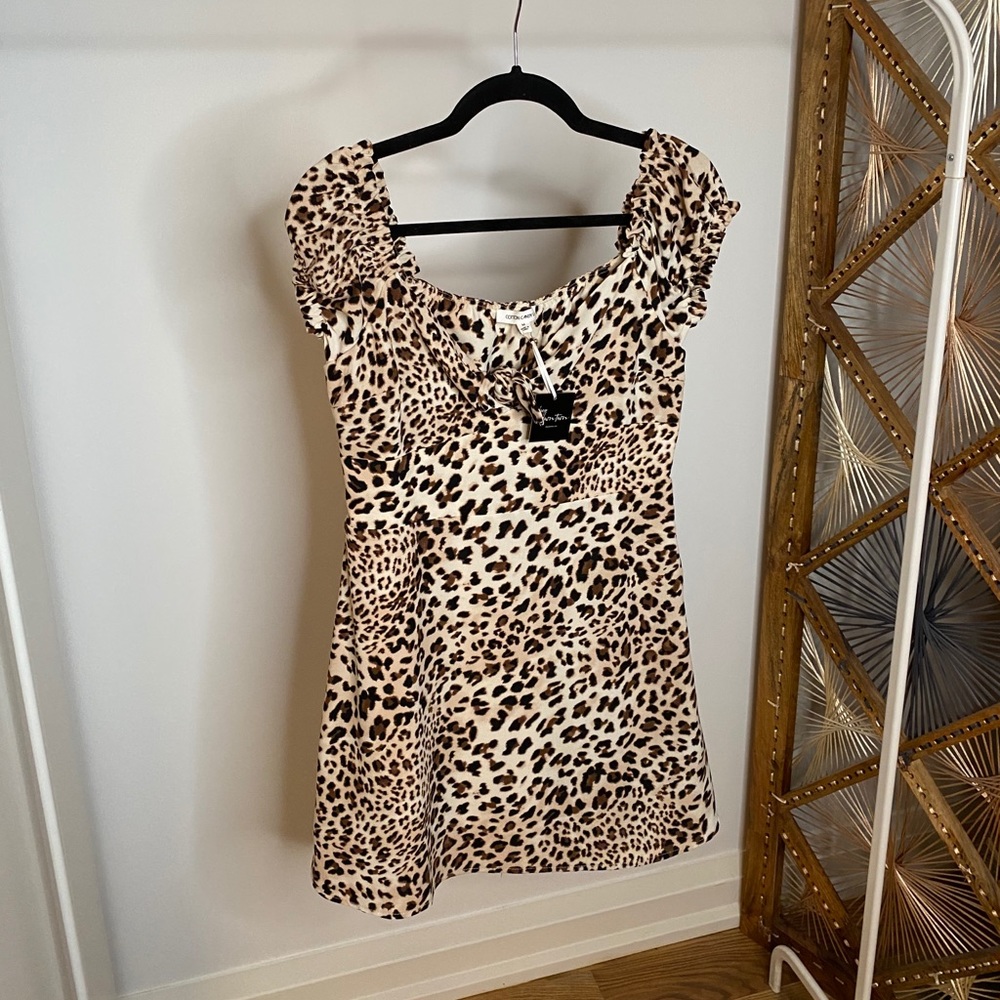 Cap Sleeve Leopard Print Mini Dress